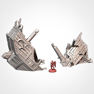 Ships Aground - Fantasy or Historical Tabletop Terrain for 28mm Wargaming and RPGs - Coastal Scatter Terrain - Txarli Factory