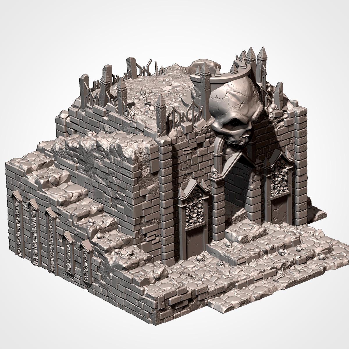 Cursed Mausoleum - Gothic Cemetery Ruins for DnD, RPGs & 28mm Fantasy Wargaming - Txarli Factory
