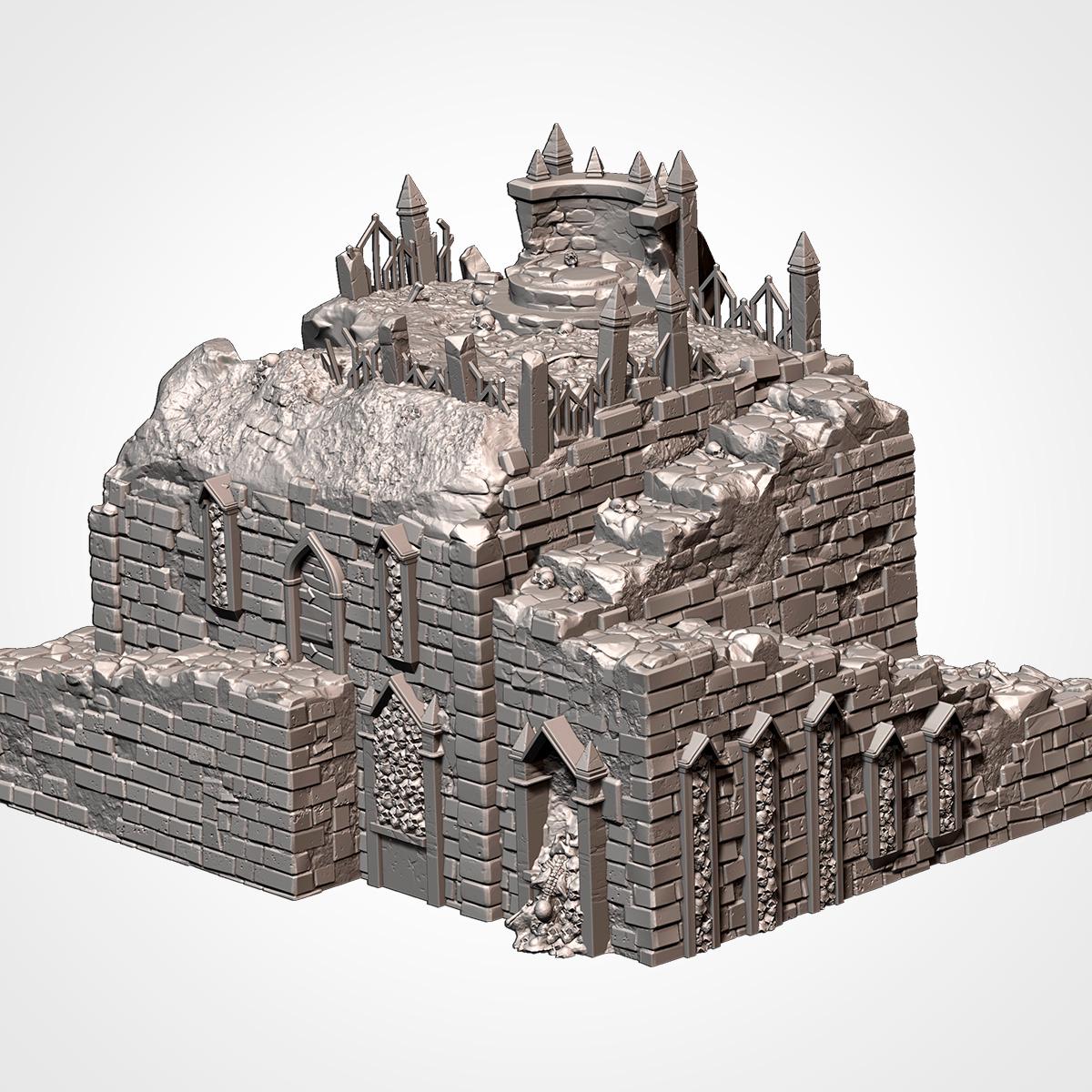 Cursed Mausoleum - Gothic Cemetery Ruins for DnD, RPGs & 28mm Fantasy Wargaming - Txarli Factory
