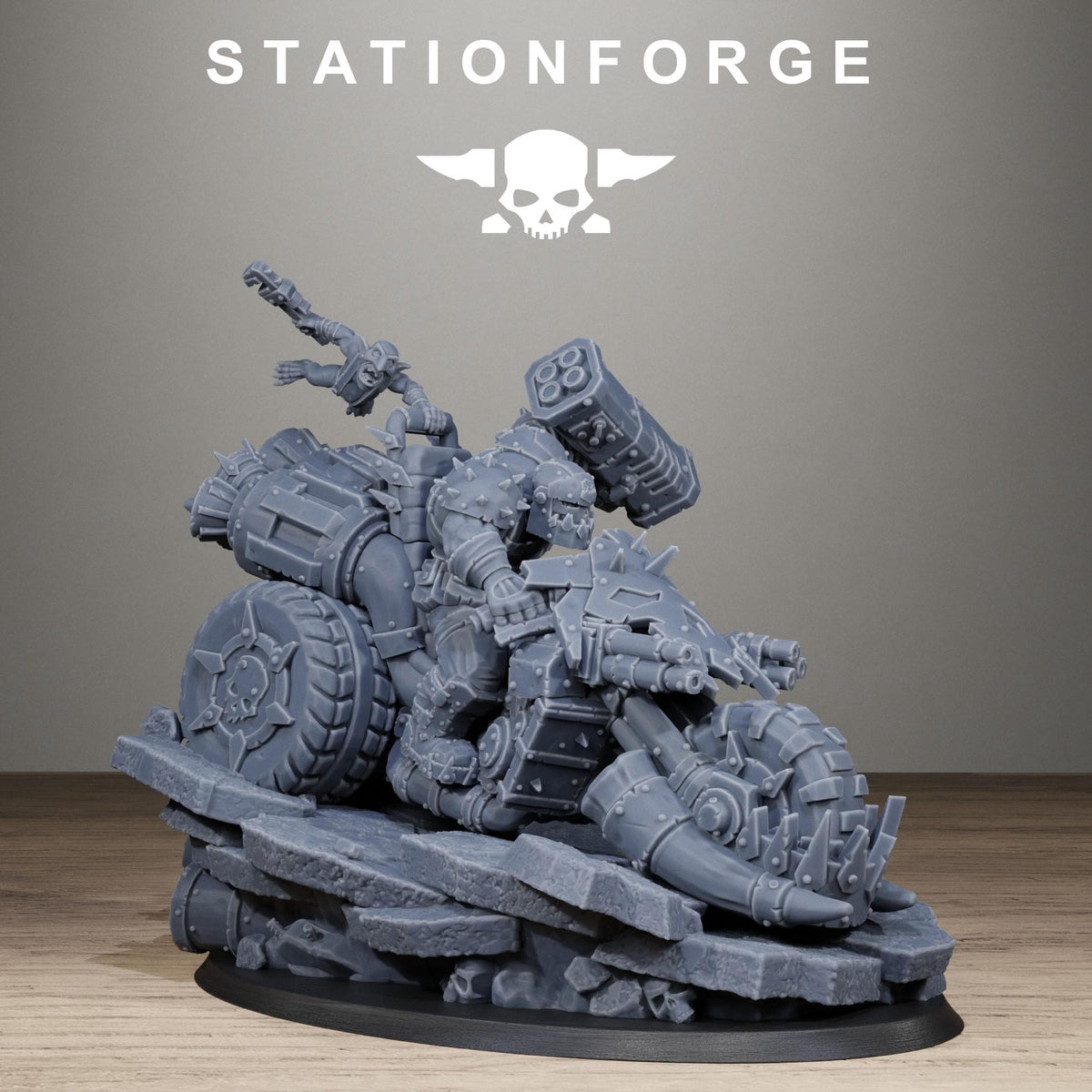 Orkaz Biker Boss - Resin Warboss Miniature for Sci Fi Wargaming & Tabletop Gaming - StationForge