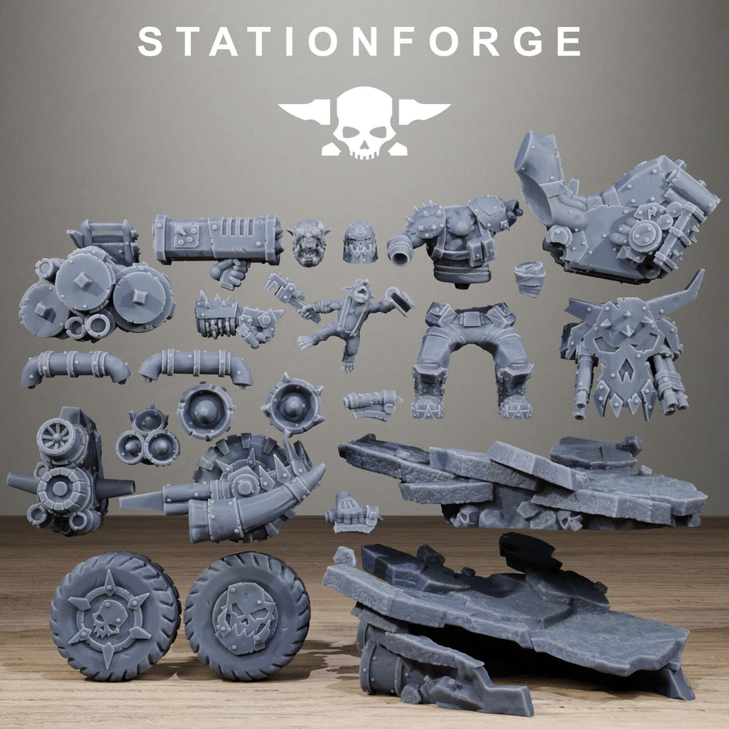 Orkaz Biker Boss - Resin Warboss Miniature for Sci Fi Wargaming & Tabletop Gaming - StationForge