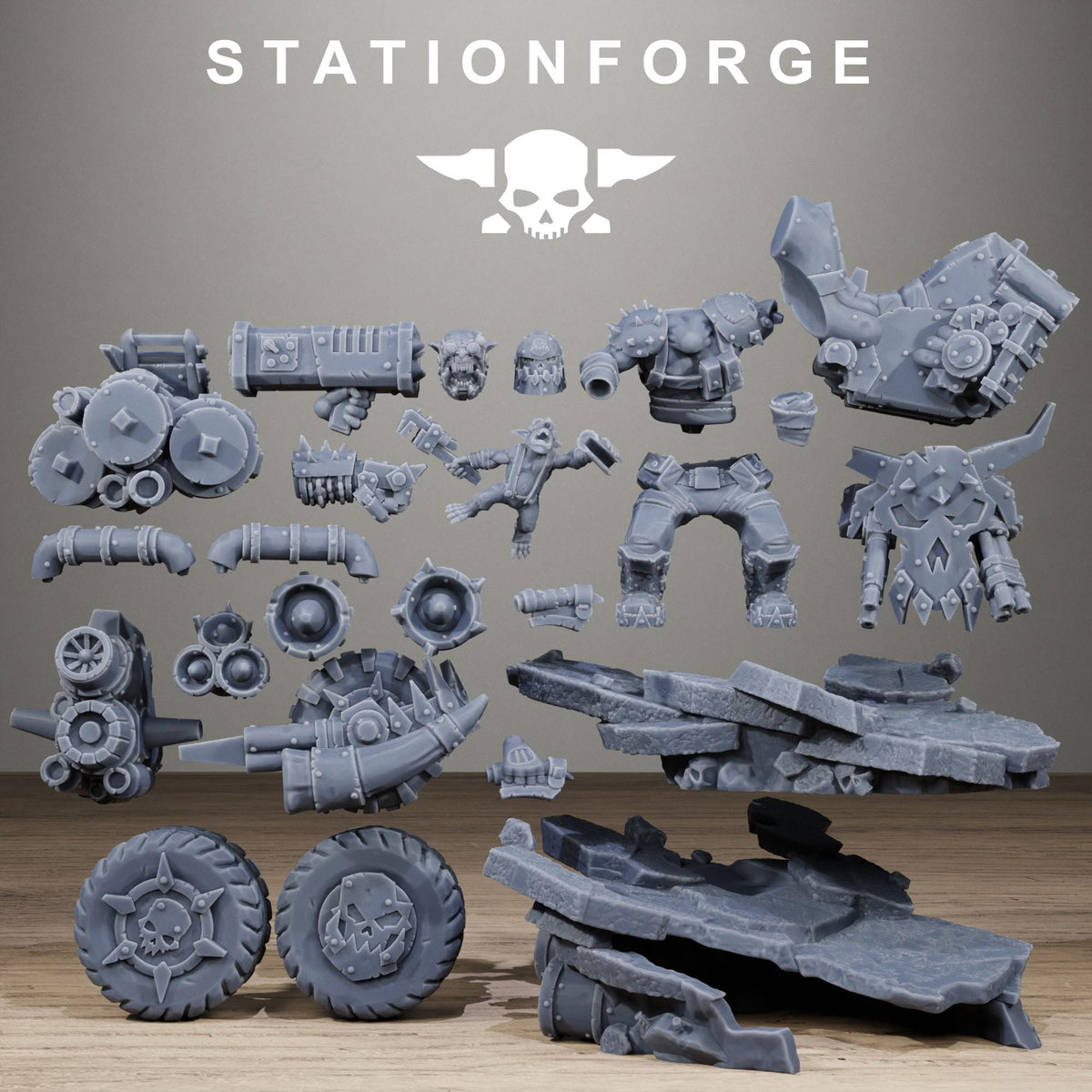 Orkaz Biker Boss - Resin Warboss Miniature for Sci Fi Wargaming & Tabletop Gaming - StationForge