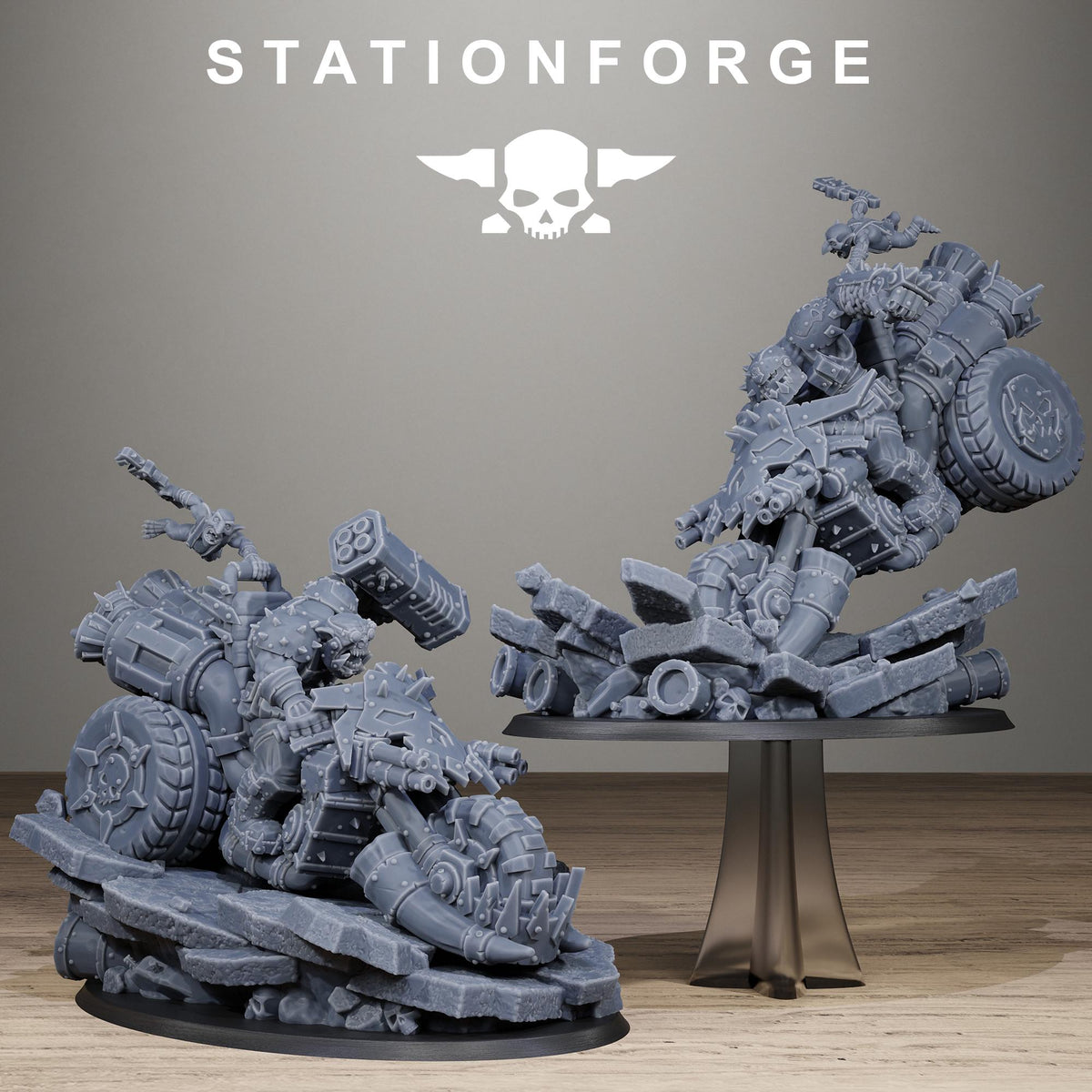 Orkaz Biker Boss - Resin Warboss Miniature for Sci Fi Wargaming & Tabletop Gaming - StationForge