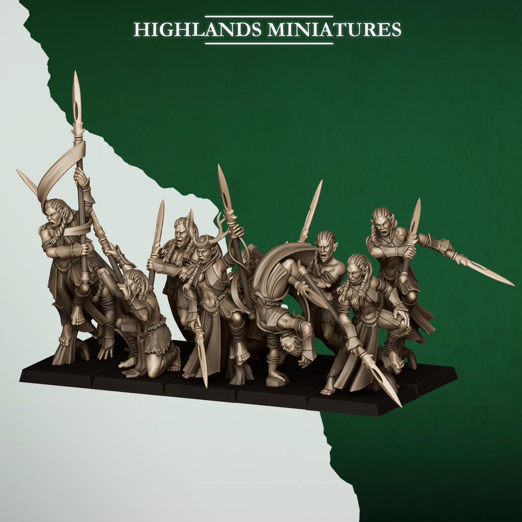 Feral Elf Bladesingers  Resin Fantasy Miniature Unit for Tabletop Wargaming - Highlands Miniatures