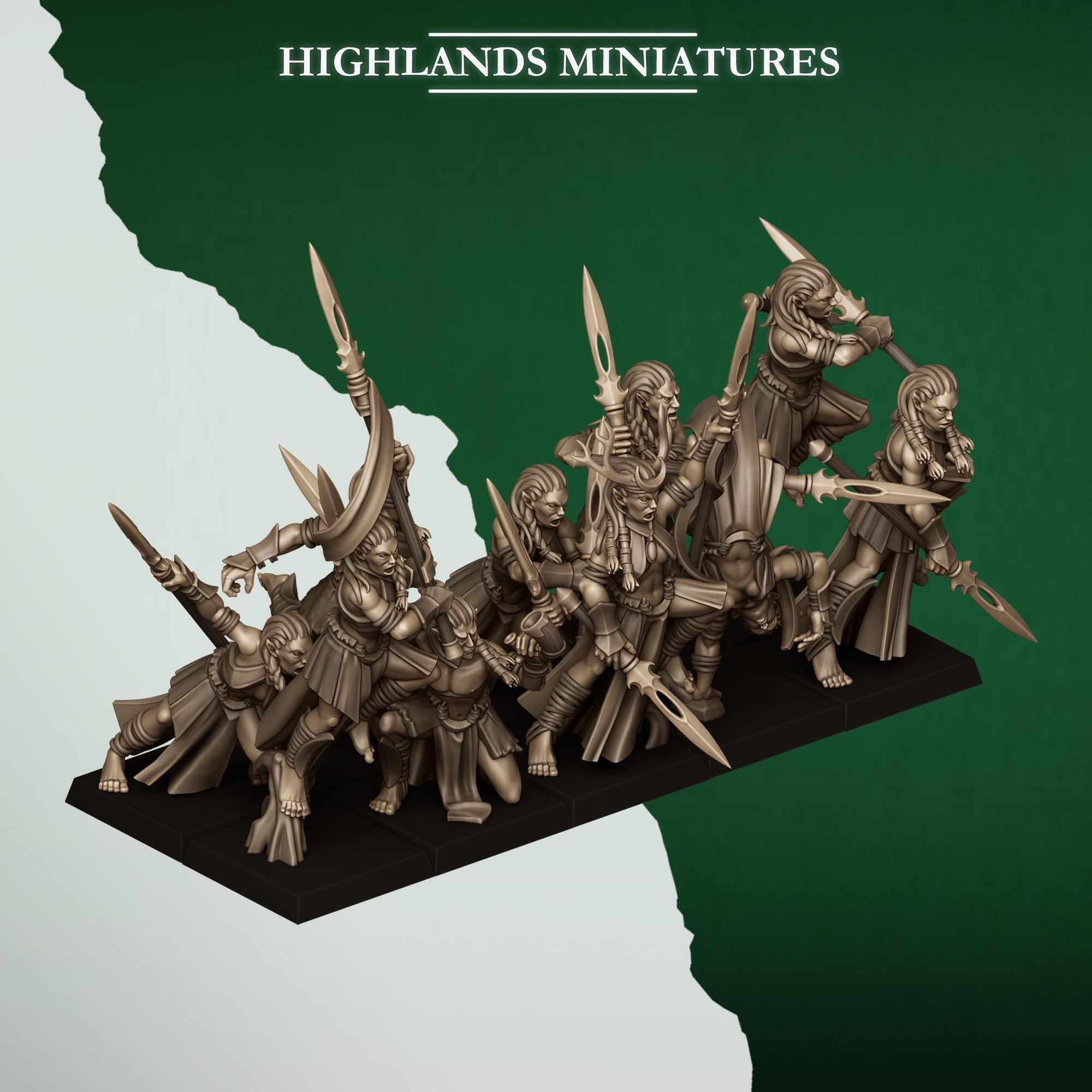 Feral Elf Bladesingers  Resin Fantasy Miniature Unit for Tabletop Wargaming - Highlands Miniatures