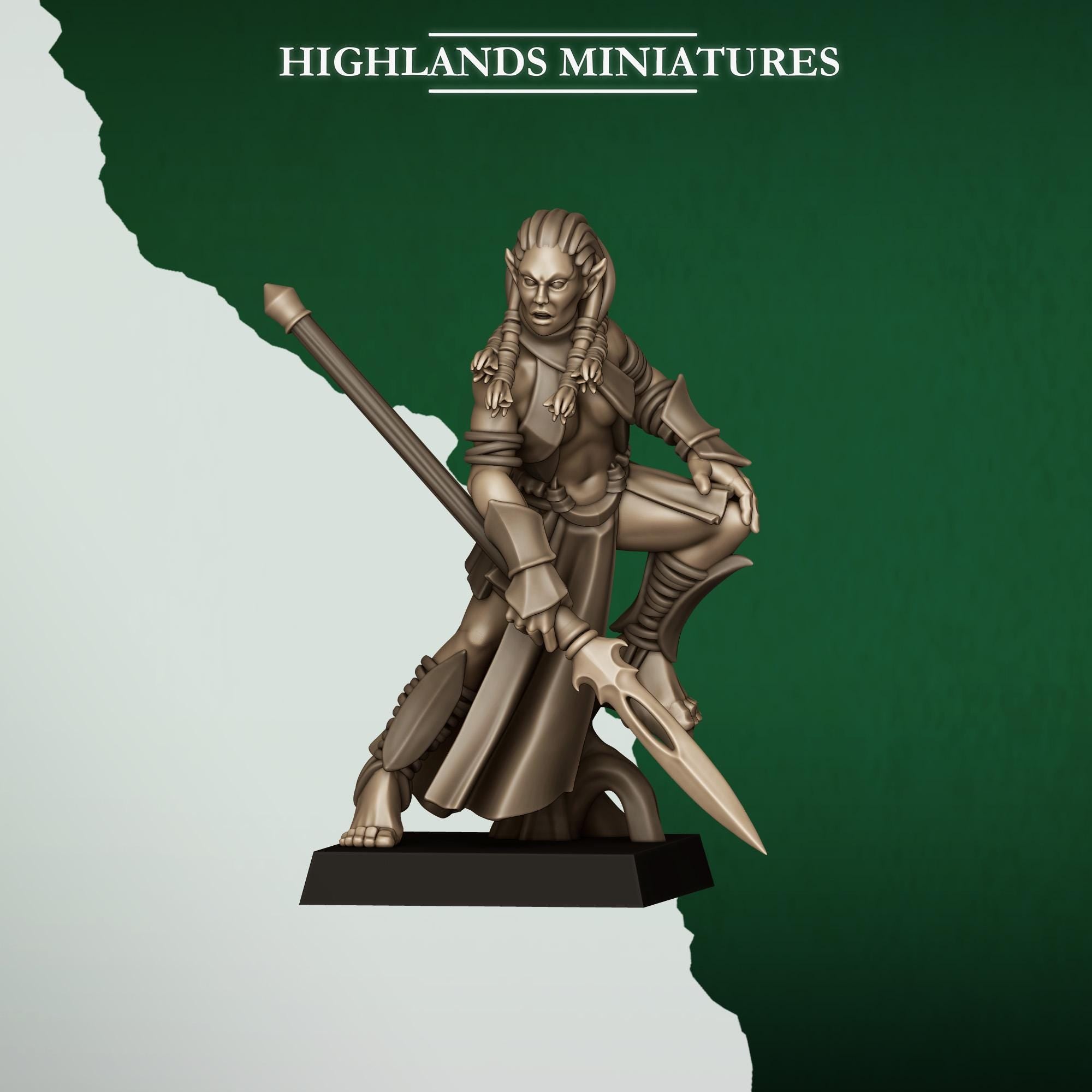 Feral Elf Bladesingers  Resin Fantasy Miniature Unit for Tabletop Wargaming - Highlands Miniatures
