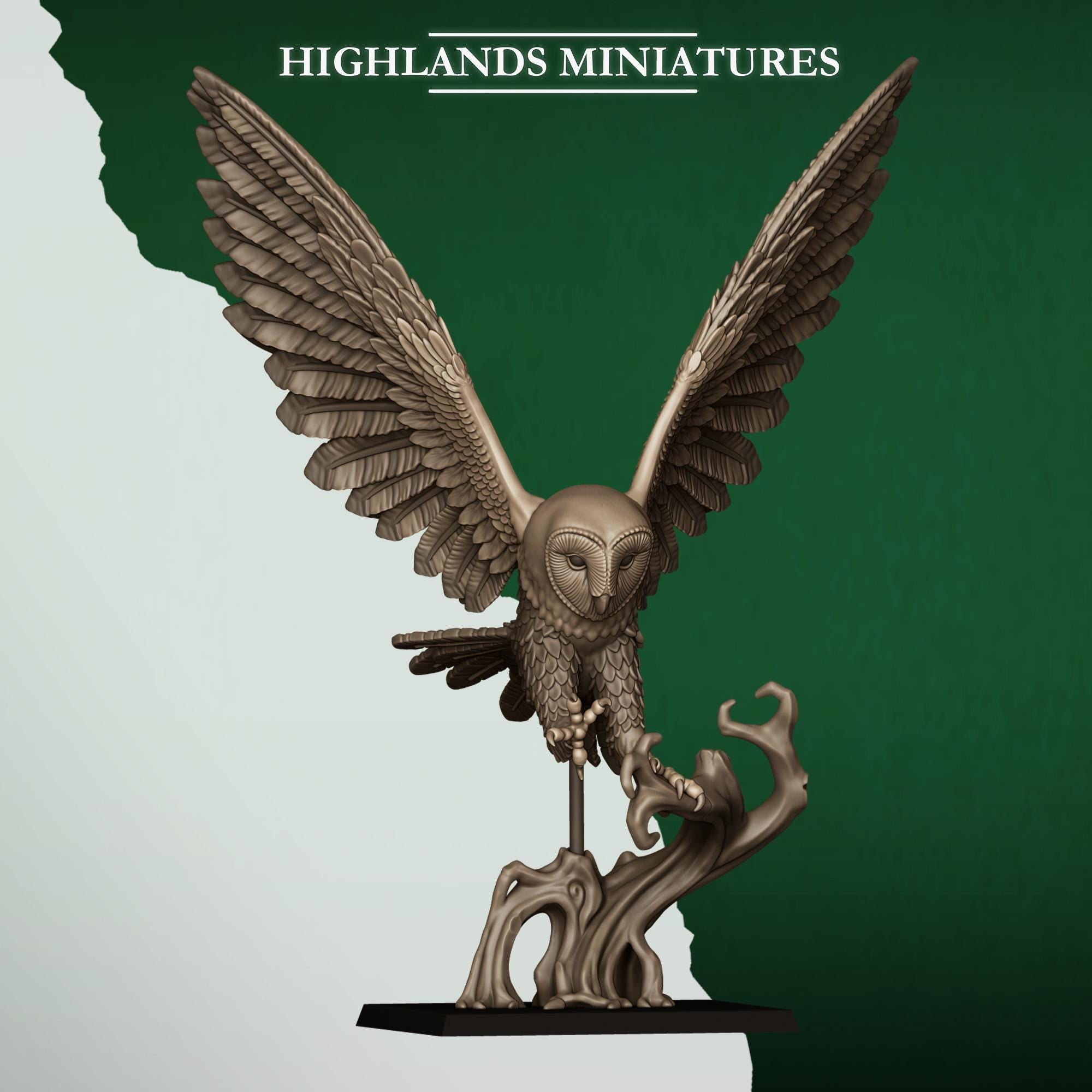 Great Owls & Owl Riders  Fantasy Flying Cavalry Resin Miniatures - Highlands Miniatures