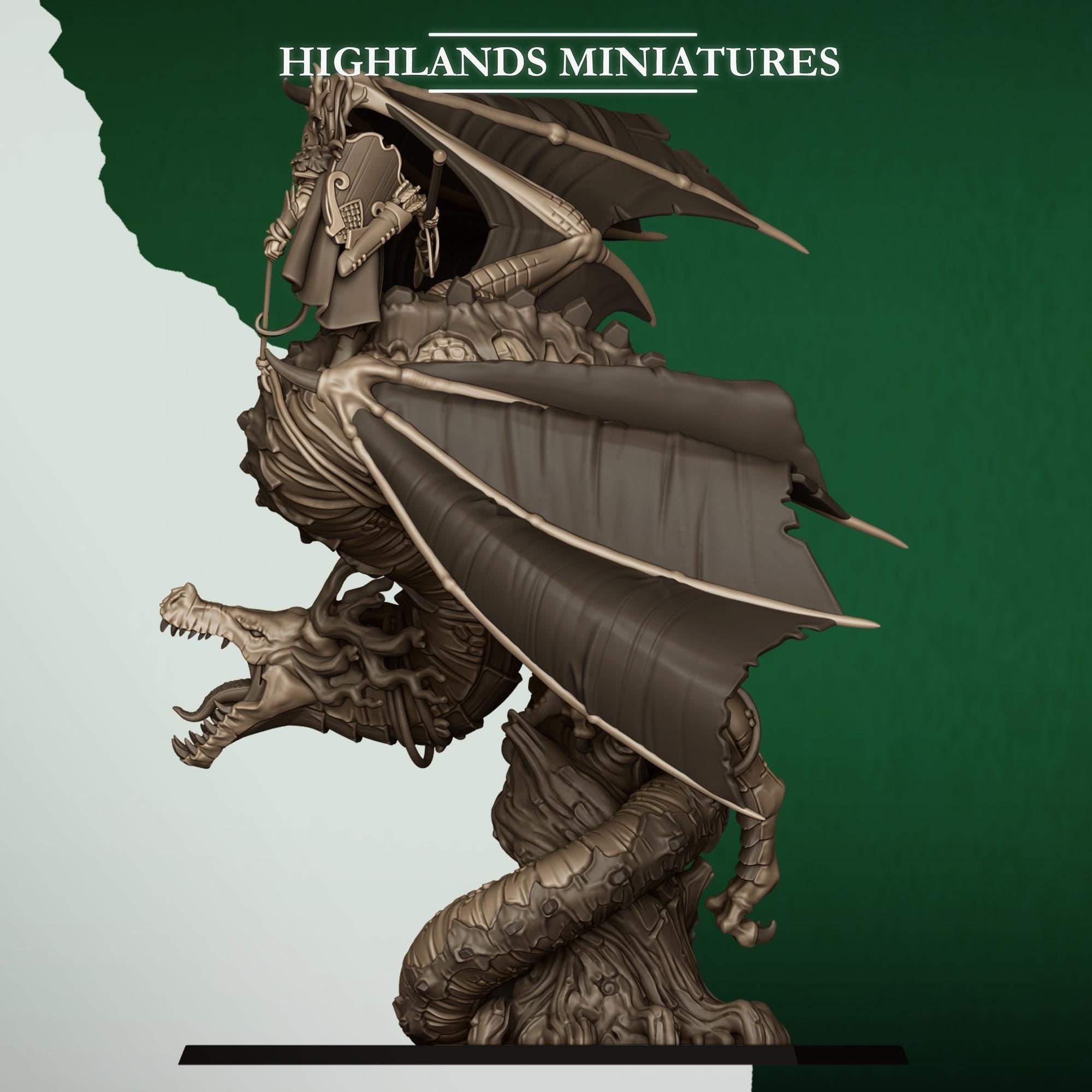 Feral Elf Prince on Dragon  Resin Fantasy Dragon Miniature for Tabletop Wargaming - Highlands Miniatures