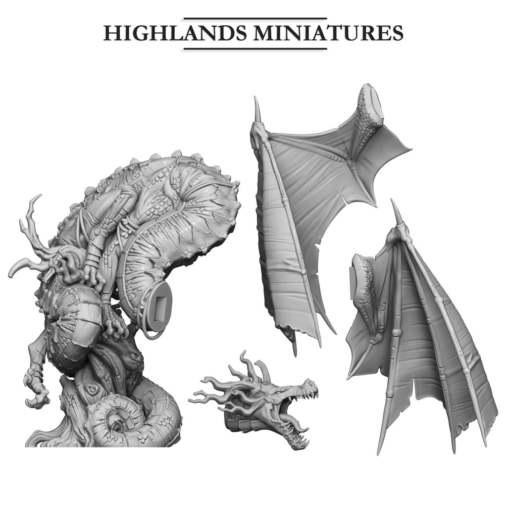 Feral Elf Prince on Dragon  Resin Fantasy Dragon Miniature for Tabletop Wargaming - Highlands Miniatures