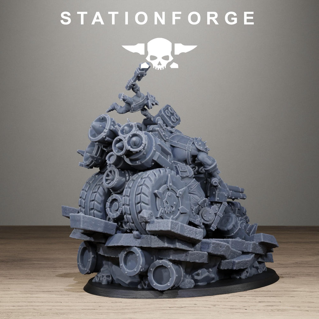 Orkaz Biker Boss - Resin Warboss Miniature for Sci Fi Wargaming & Tabletop Gaming - StationForge