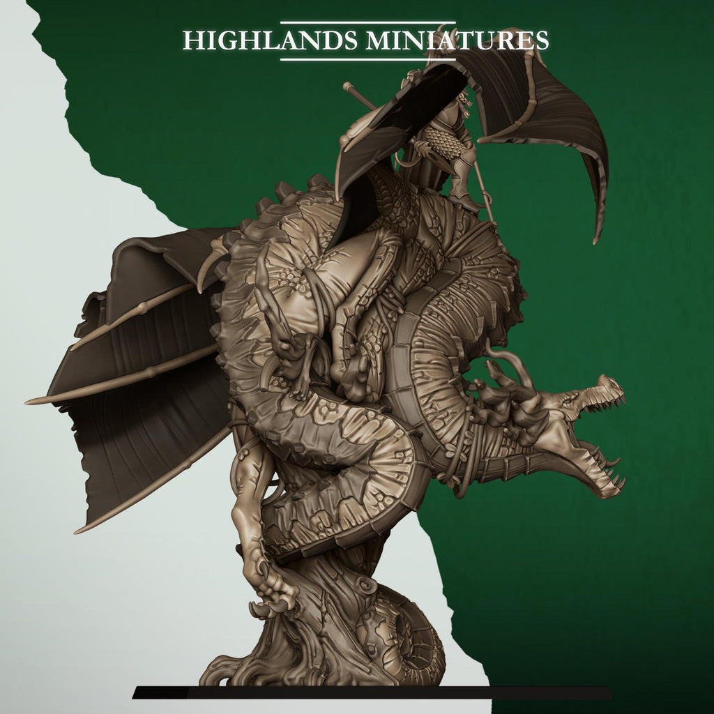 Feral Elf Prince on Dragon  Resin Fantasy Dragon Miniature for Tabletop Wargaming - Highlands Miniatures