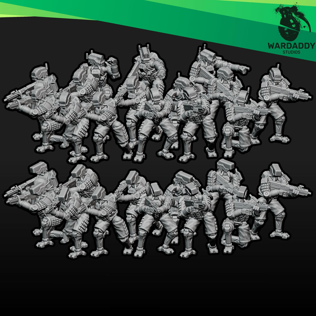 Combat Bots - 10mm, 15mm or 28mm Sci-Fi Miniatures Robot Infantry Squad or Platoon - Wardaddy Studios