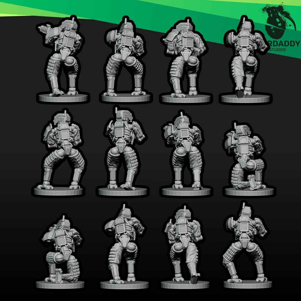 Combat Bots - 10mm, 15mm or 28mm Sci-Fi Miniatures Robot Infantry Squad or Platoon - Wardaddy Studios