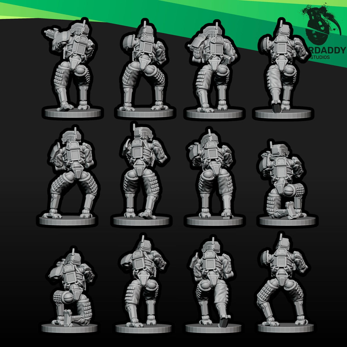 Combat Bots - 10mm, 15mm or 28mm Sci-Fi Miniatures Robot Infantry Squad or Platoon - Wardaddy Studios