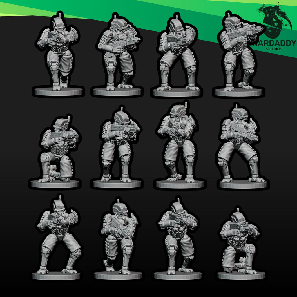 Combat Bots - 10mm, 15mm or 28mm Sci-Fi Miniatures Robot Infantry Squad or Platoon - Wardaddy Studios