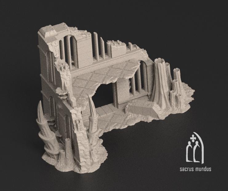 Infested Ruins Terrain Alien Growth Sci Fi Scatter Terrain for 28mm Wargaming & RPGs 2 Story Ruin (Style B) - Sigmarite Boutique