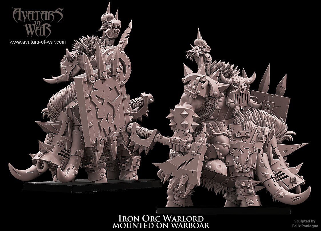 Iron Orc Warlord on Boar - Avatars of War - Sigmarite Boutique