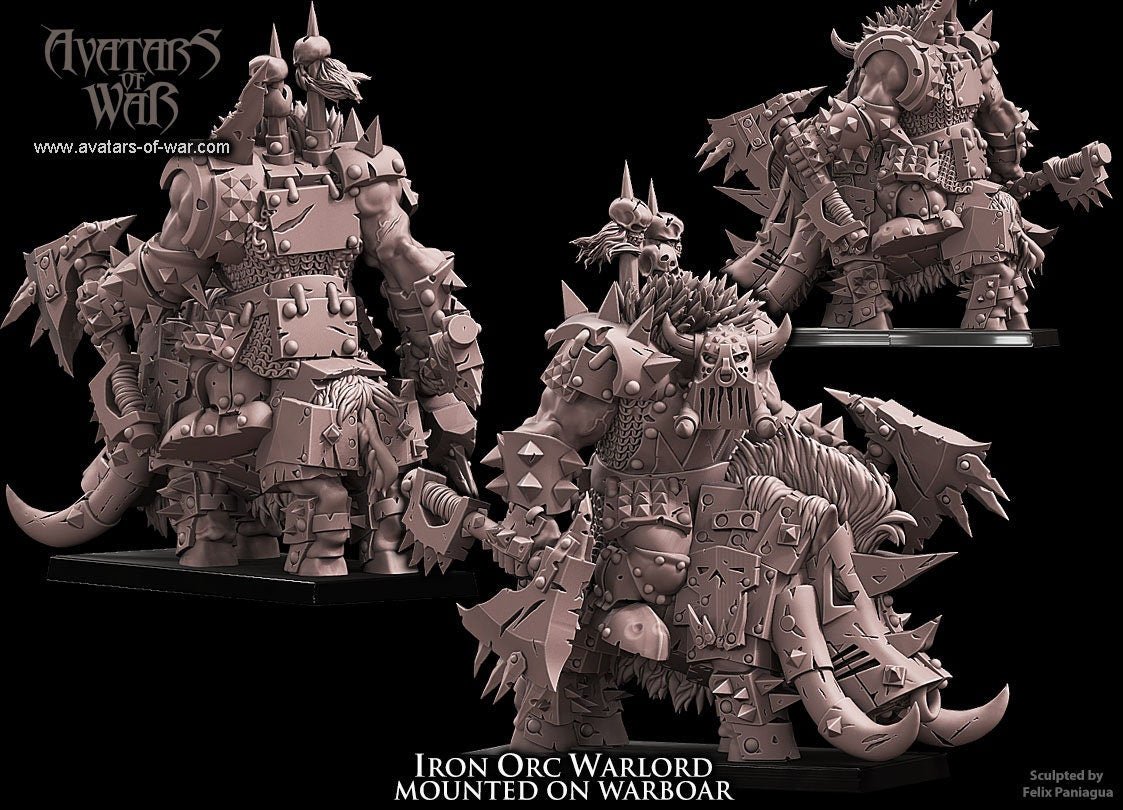 Iron Orc Warlord on Boar - Avatars of War - Sigmarite Boutique