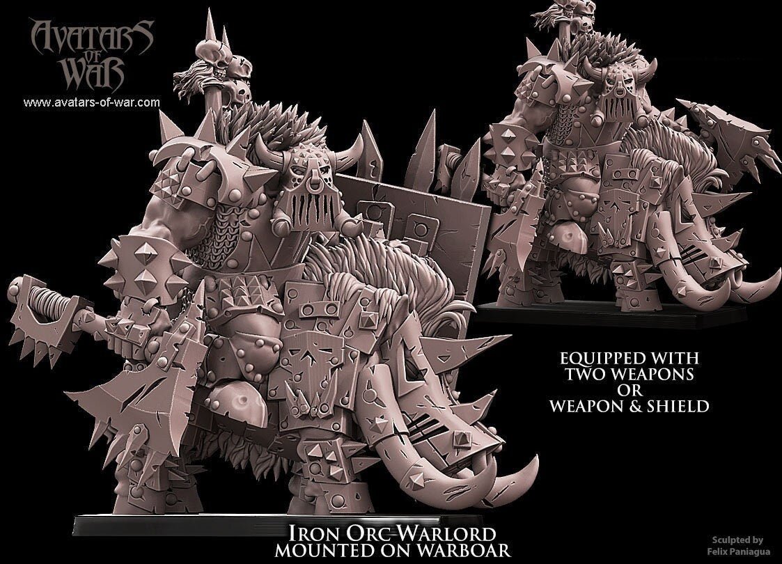 Iron Orc Warlord on Boar - Avatars of War - Sigmarite Boutique