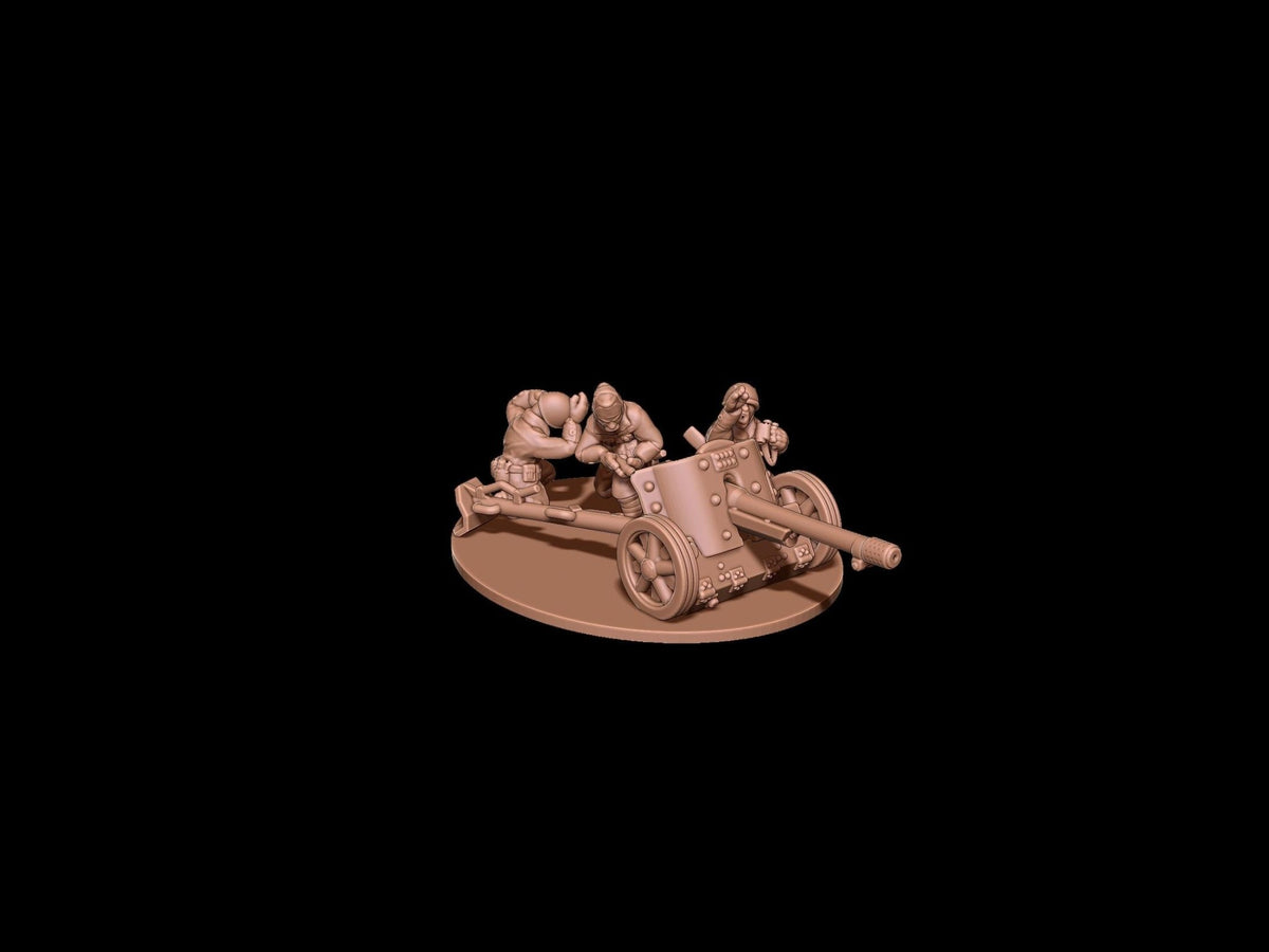 Italian 75/39 Gun Team - WWII Anti-Tank Gun with Crew - 3D Printed Resin Miniatures in 6mm, 10mm, 15mm, and 20mm Scale - Eskice Miniatures - Sigmarite Boutique