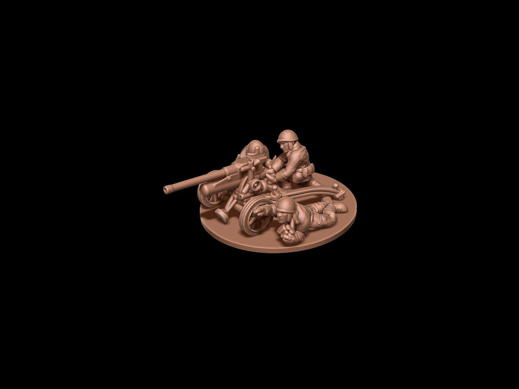 Italian Elefantino 47/32 Gun Team - WWII Anti-Tank Gun with Crew - 3D Printed Resin Miniatures in 6mm, 10mm, 15mm, and 20mm Scale - Eskice - Sigmarite Boutique