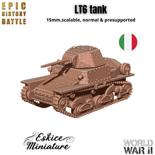 Italian L6/40 Light Tank - WWII Italian Tank - 3D Printed Resin Miniatures in 6mm, 10mm, 15mm, and 20mm Scale - Eskice Miniatures - Sigmarite Boutique