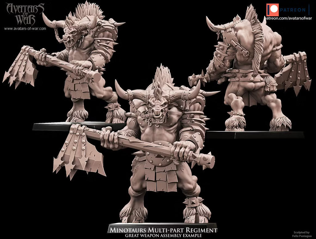 Minotaur Regiment - Multipart Fantasy Miniatures - Avatars of War
