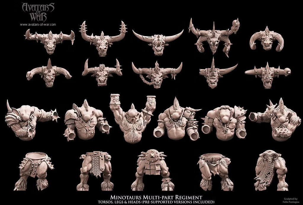 Minotaur Regiment - Multipart Fantasy Miniatures - Avatars of War