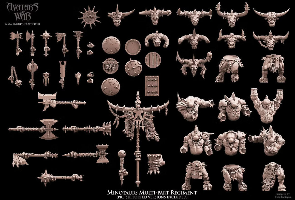 Minotaur Regiment - Multipart Fantasy Miniatures - Avatars of War