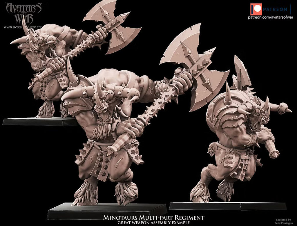 Minotaur Regiment - Multipart Fantasy Miniatures - Avatars of War
