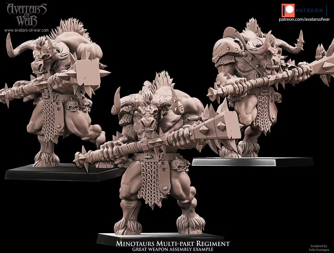 Minotaur Regiment - Multipart Fantasy Miniatures - Avatars of War