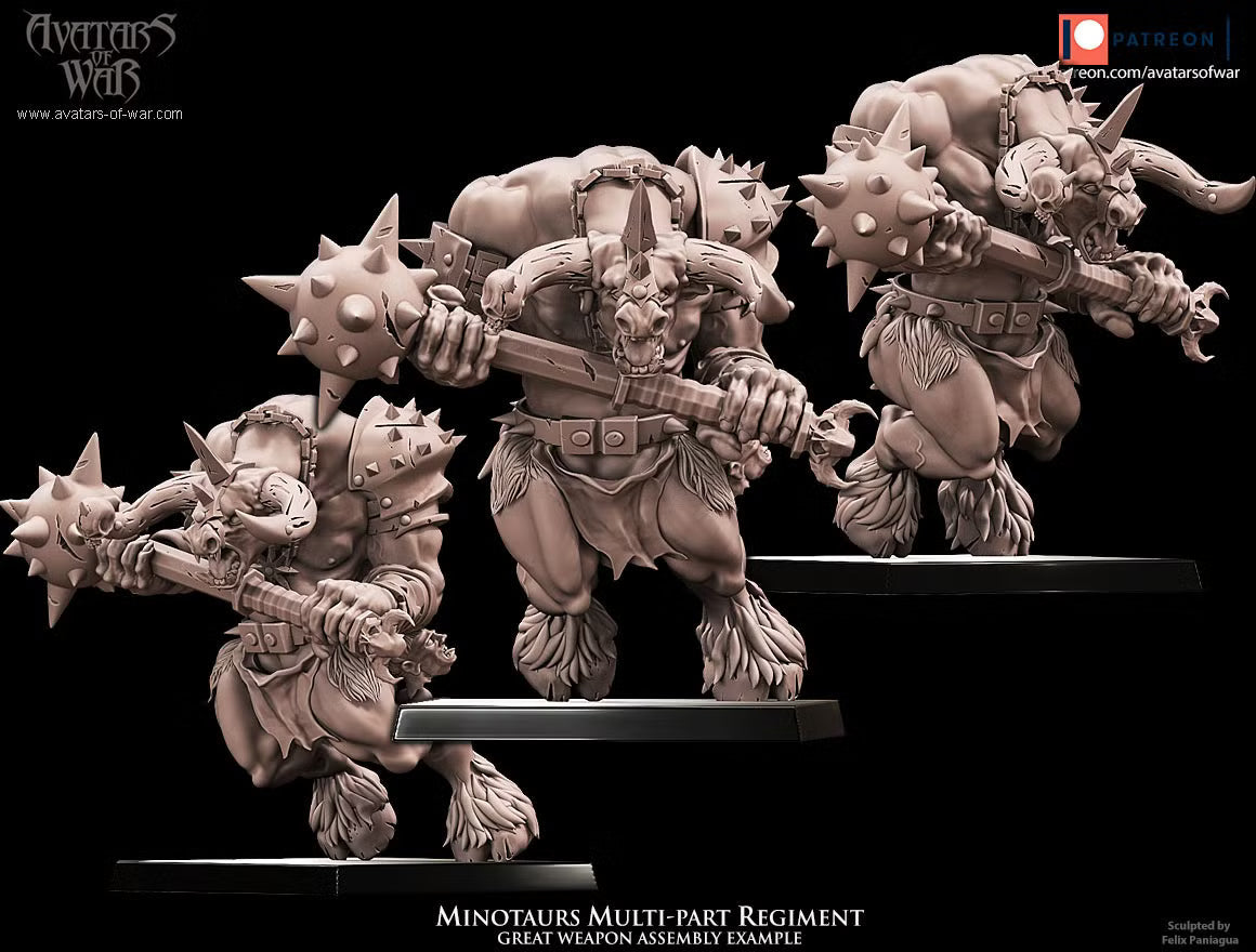 Minotaur Regiment - Multipart Fantasy Miniatures - Avatars of War