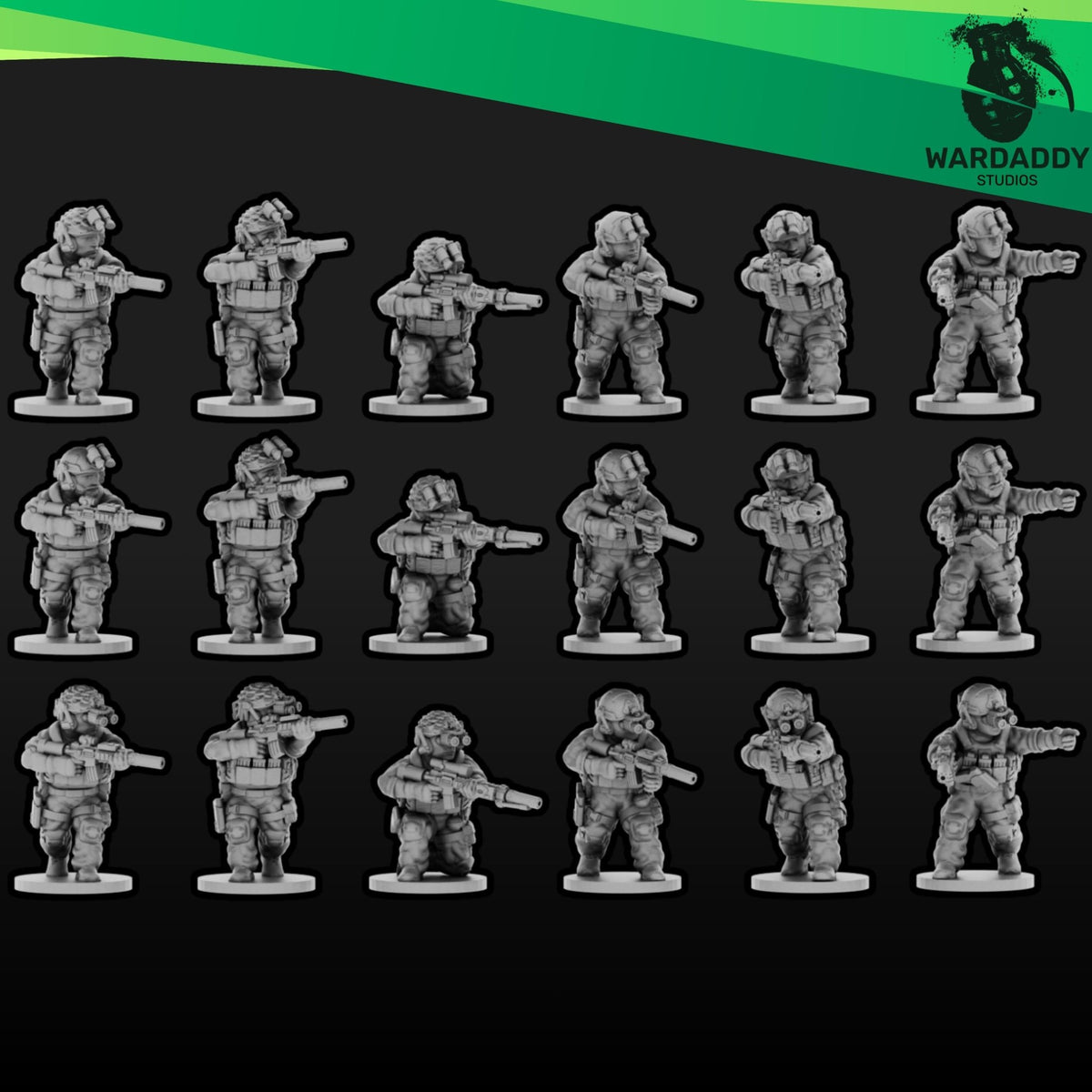 Modern NATO Operators - 10mm, 15mm or 28mm Heroic Special Forces Squad - Modern Military Resin Models - Wardaddy Studios - Sigmarite Boutique