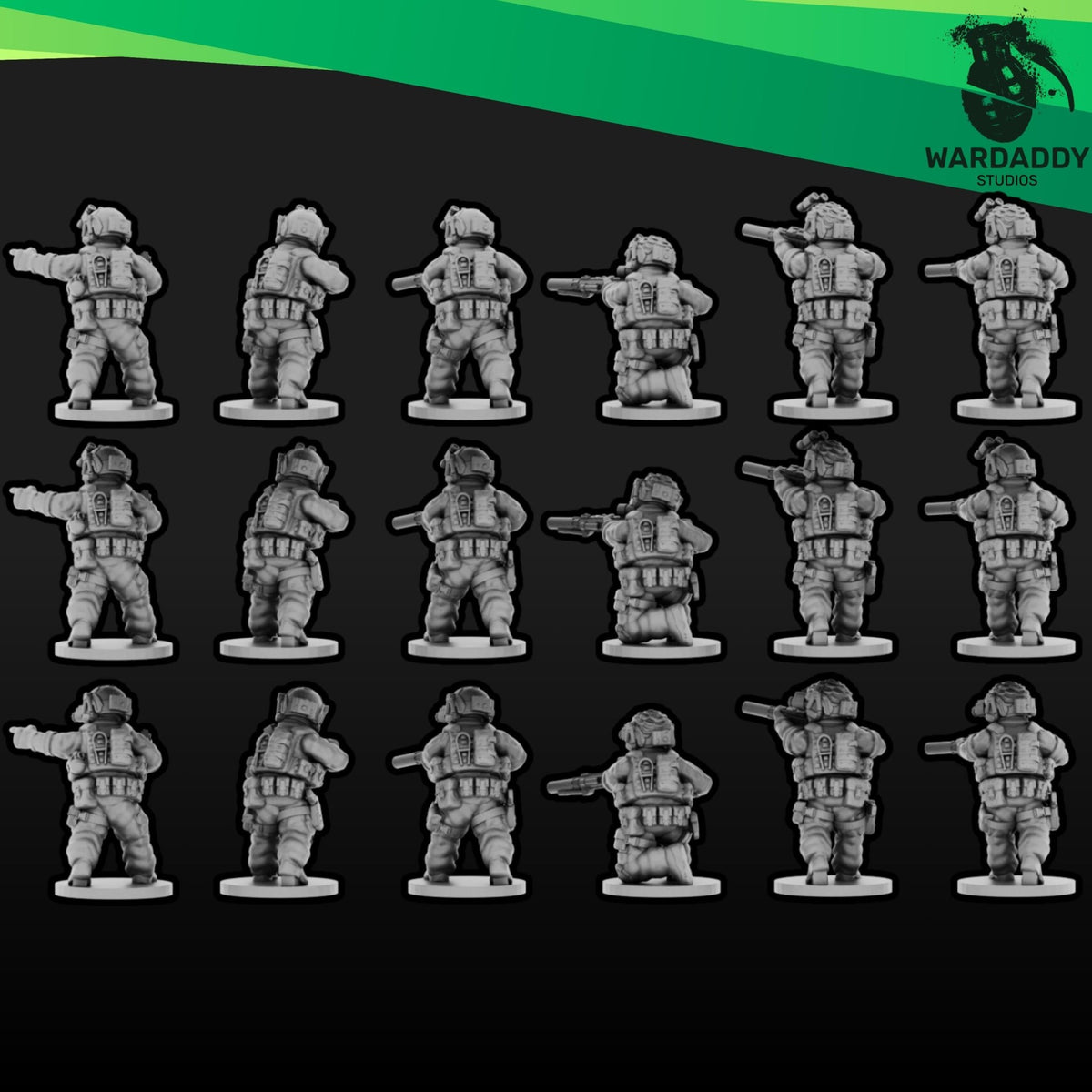 Modern NATO Operators - 10mm, 15mm or 28mm Heroic Special Forces Squad - Modern Military Resin Models - Wardaddy Studios - Sigmarite Boutique