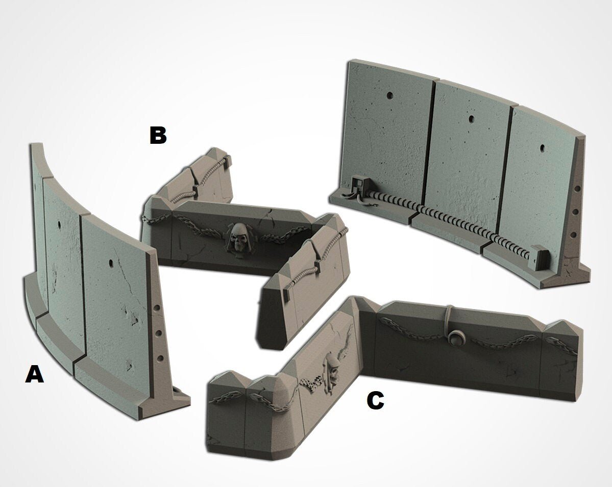Modular Barricades - Scifi Terrain - 3D Printed PLA Plastic - Sigmarite Boutique