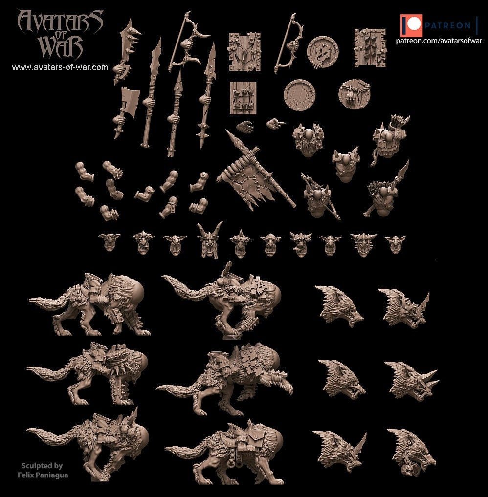 Modular Goblin Wolf Riders - Avatars of War - Sigmarite Boutique