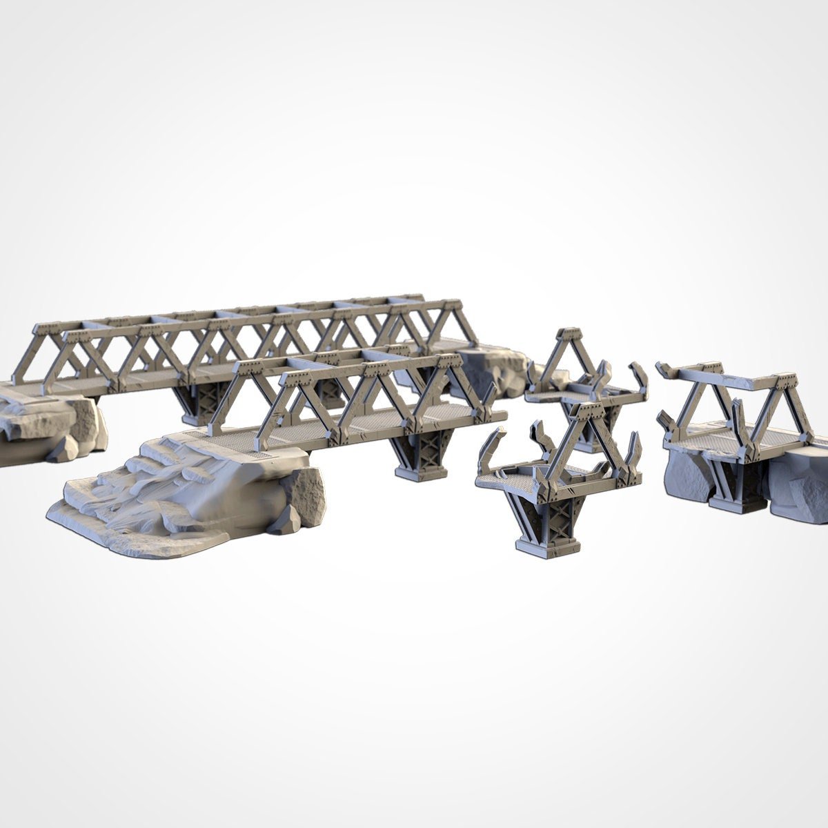 Modular Metal Truss Bridges - Scifi Terrain - 3D Printed PLA Plastic - Sigmarite Boutique