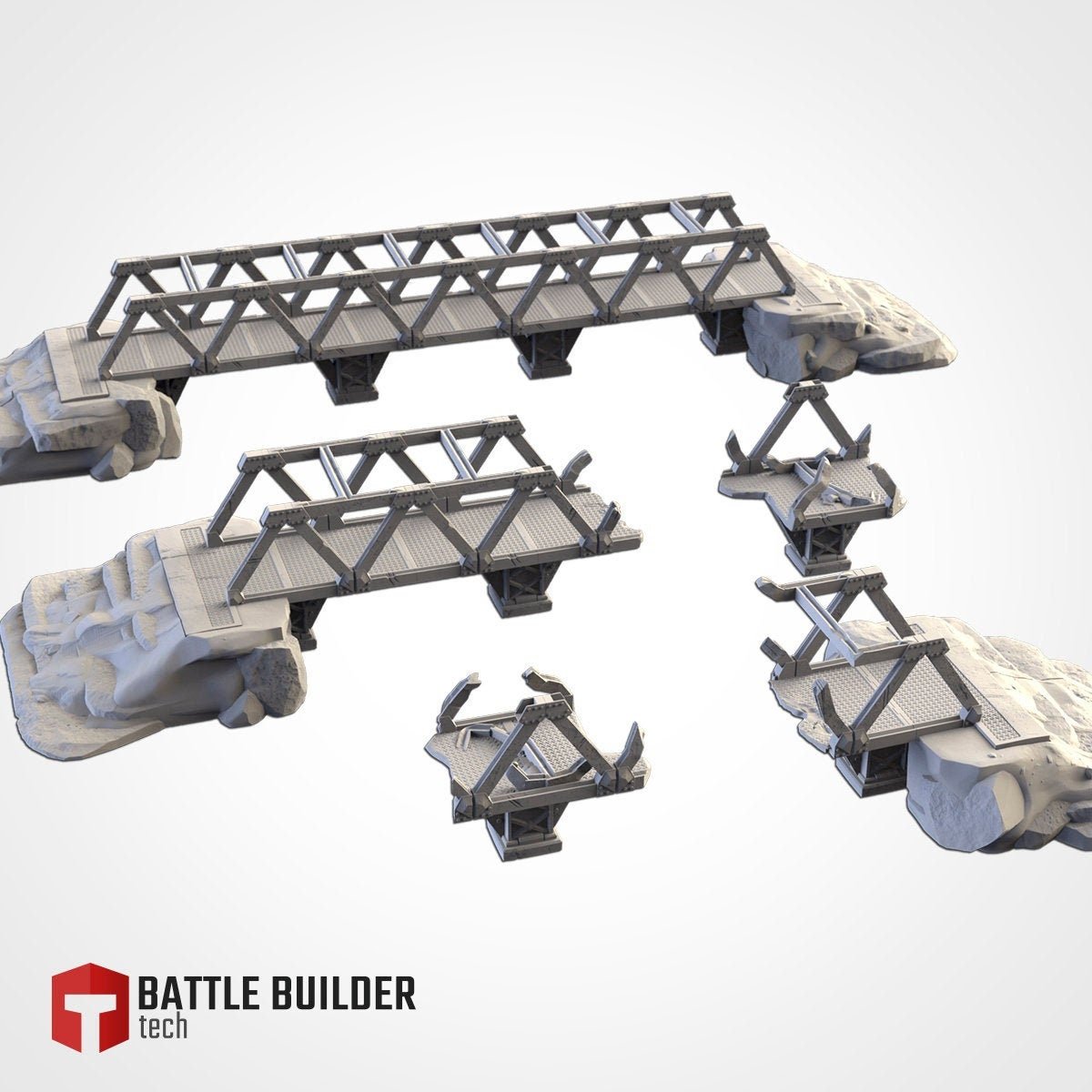 Modular Metal Truss Bridges - Scifi Terrain - 3D Printed PLA Plastic - Sigmarite Boutique