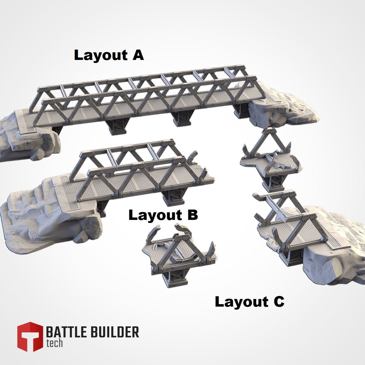 Modular Metal Truss Bridges - Scifi Terrain - 3D Printed PLA Plastic - Sigmarite Boutique