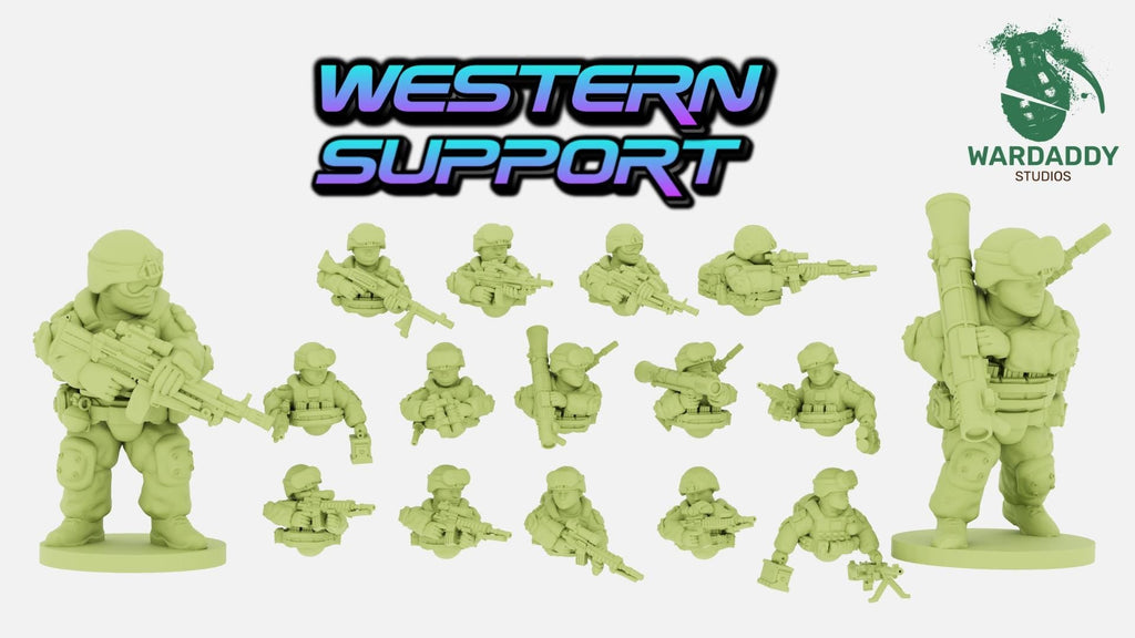 Modular Modern Western Support Weapons Squad - 10-28mm Modern Military Miniatures - Resin Wargaming Infantry - Wardaddy Studios - Sigmarite Boutique