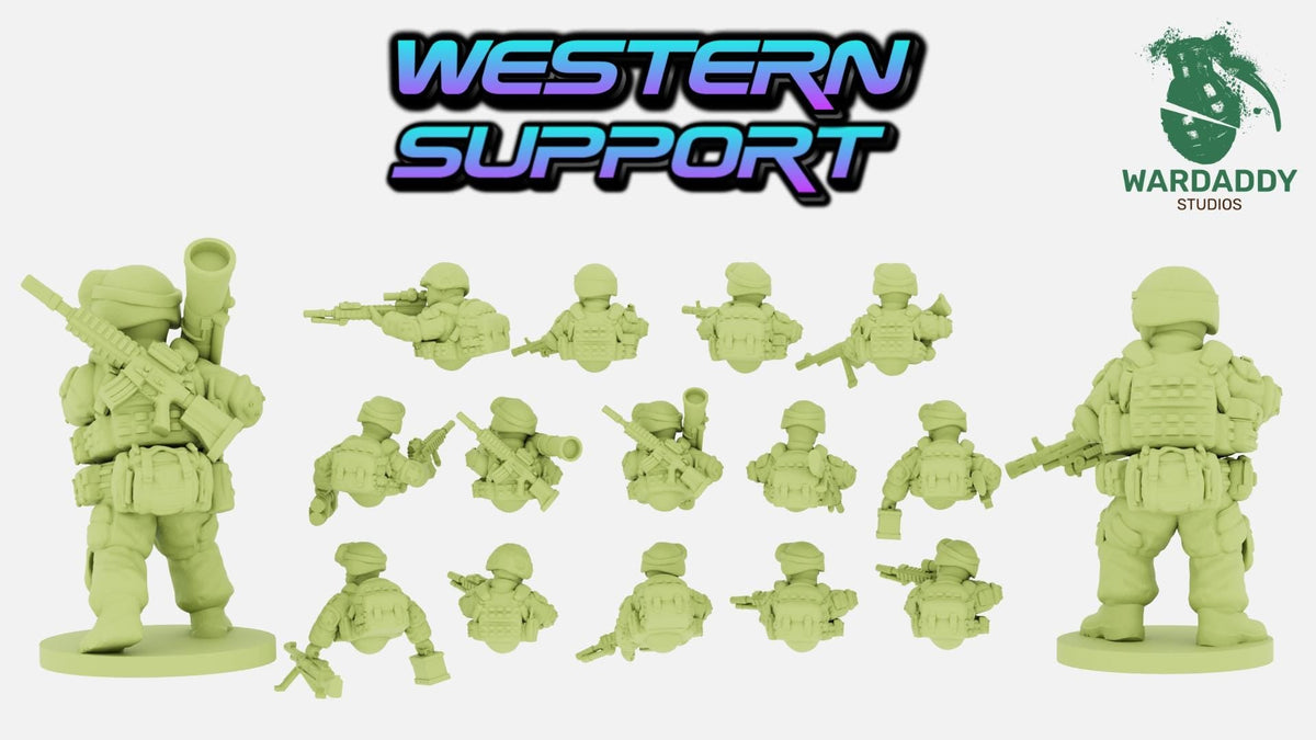 Modular Modern Western Support Weapons Squad - 10-28mm Modern Military Miniatures - Resin Wargaming Infantry - Wardaddy Studios - Sigmarite Boutique