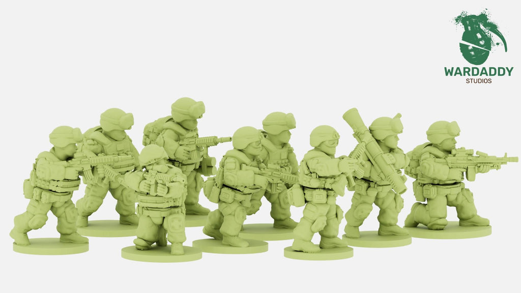 Modular Modern Western Support Weapons Squad - 10-28mm Modern Military Miniatures - Resin Wargaming Infantry - Wardaddy Studios - Sigmarite Boutique