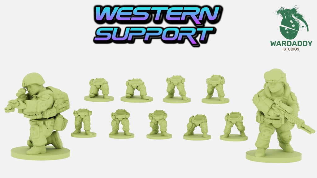 Modular Modern Western Support Weapons Squad - 10-28mm Modern Military Miniatures - Resin Wargaming Infantry - Wardaddy Studios - Sigmarite Boutique