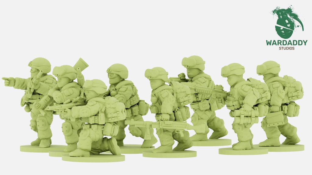 Modular Modern Western Support Weapons Squad - 10-28mm Modern Military Miniatures - Resin Wargaming Infantry - Wardaddy Studios - Sigmarite Boutique
