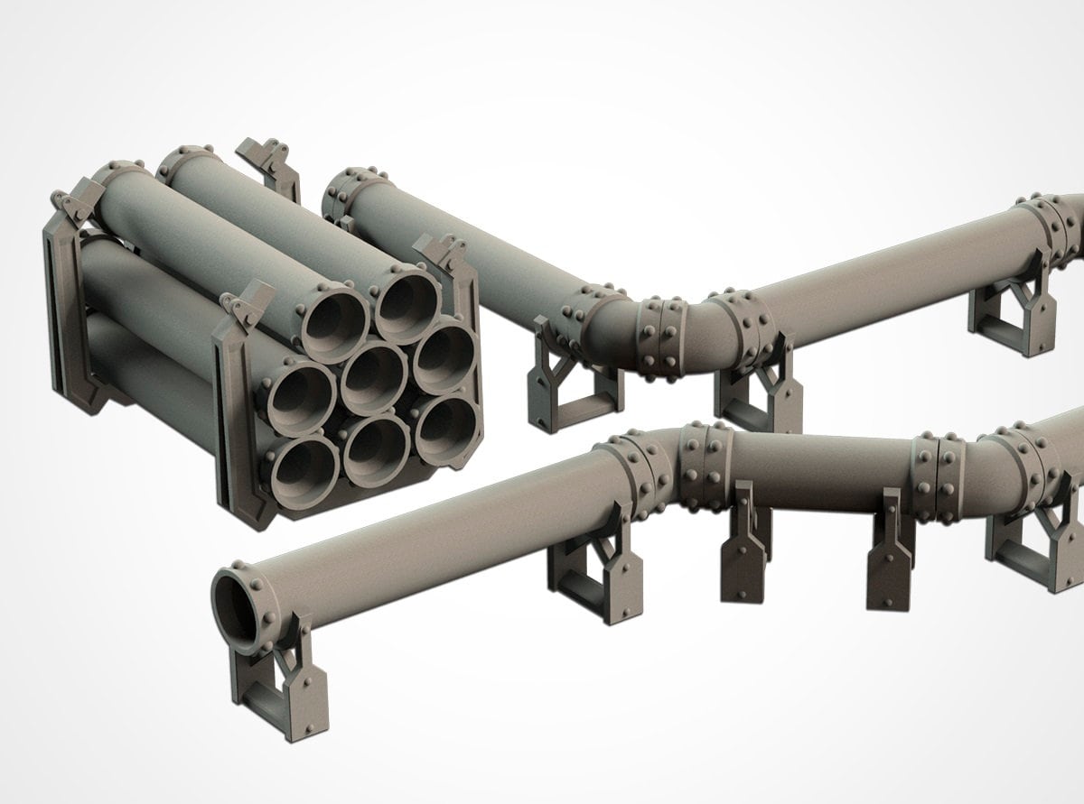 Modular Pipe Terrain Industrial Sci Fi Pipeline Scatter Terrain for 28mm Wargaming & Tabletop RPGs - Sigmarite Boutique