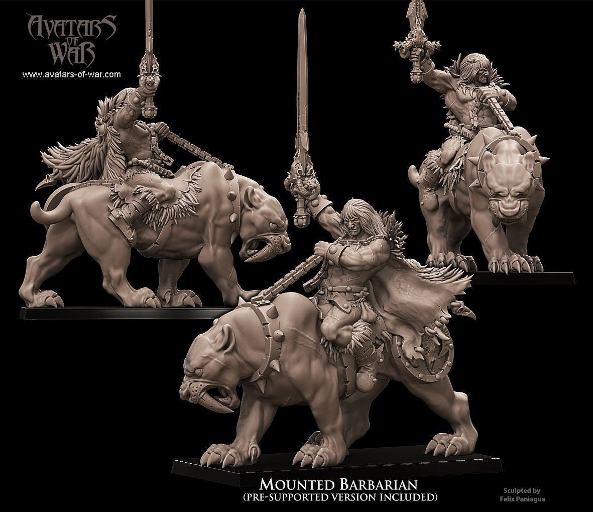 Mounted Barbarian on Battle Cat - Avatars of War - Sigmarite Boutique