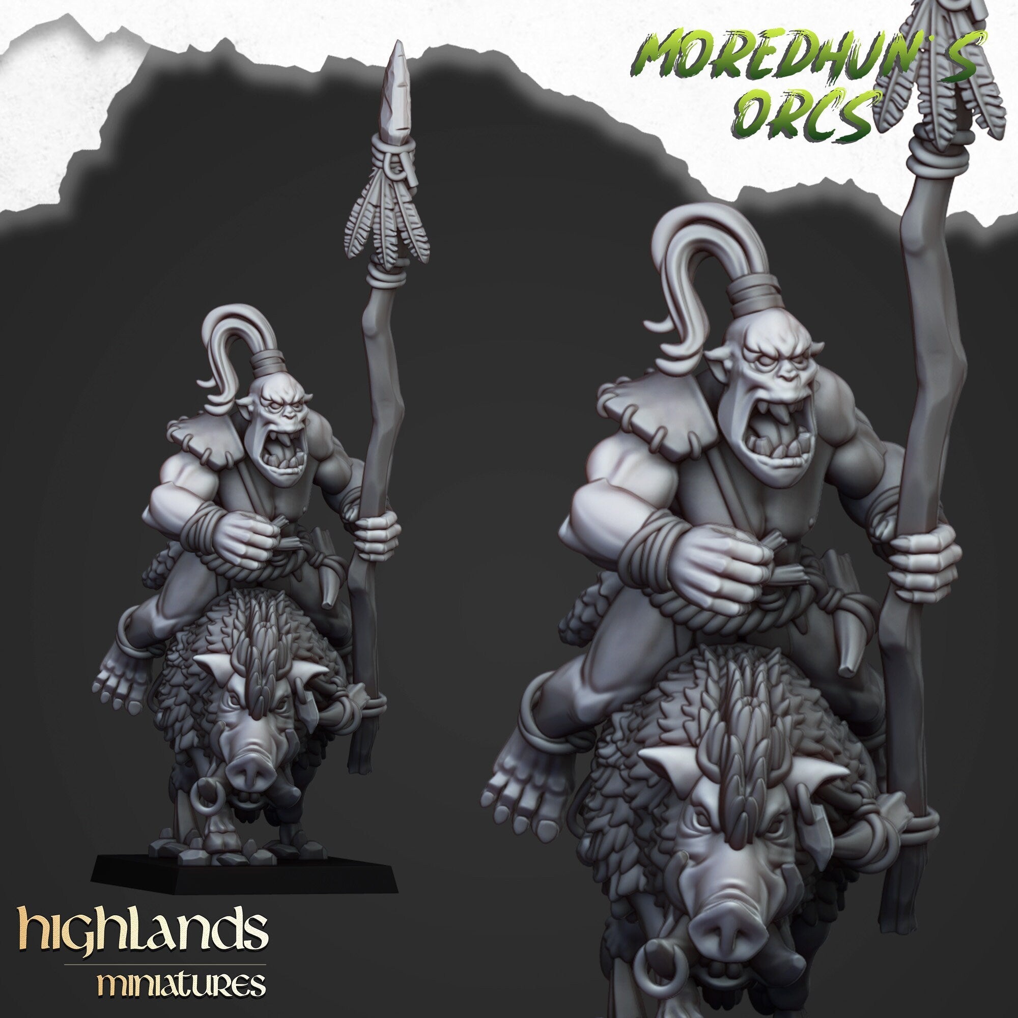 Mounted Cave Orcs - Moredhun's Orcs - Highlands Miniatures - Sigmarite Boutique