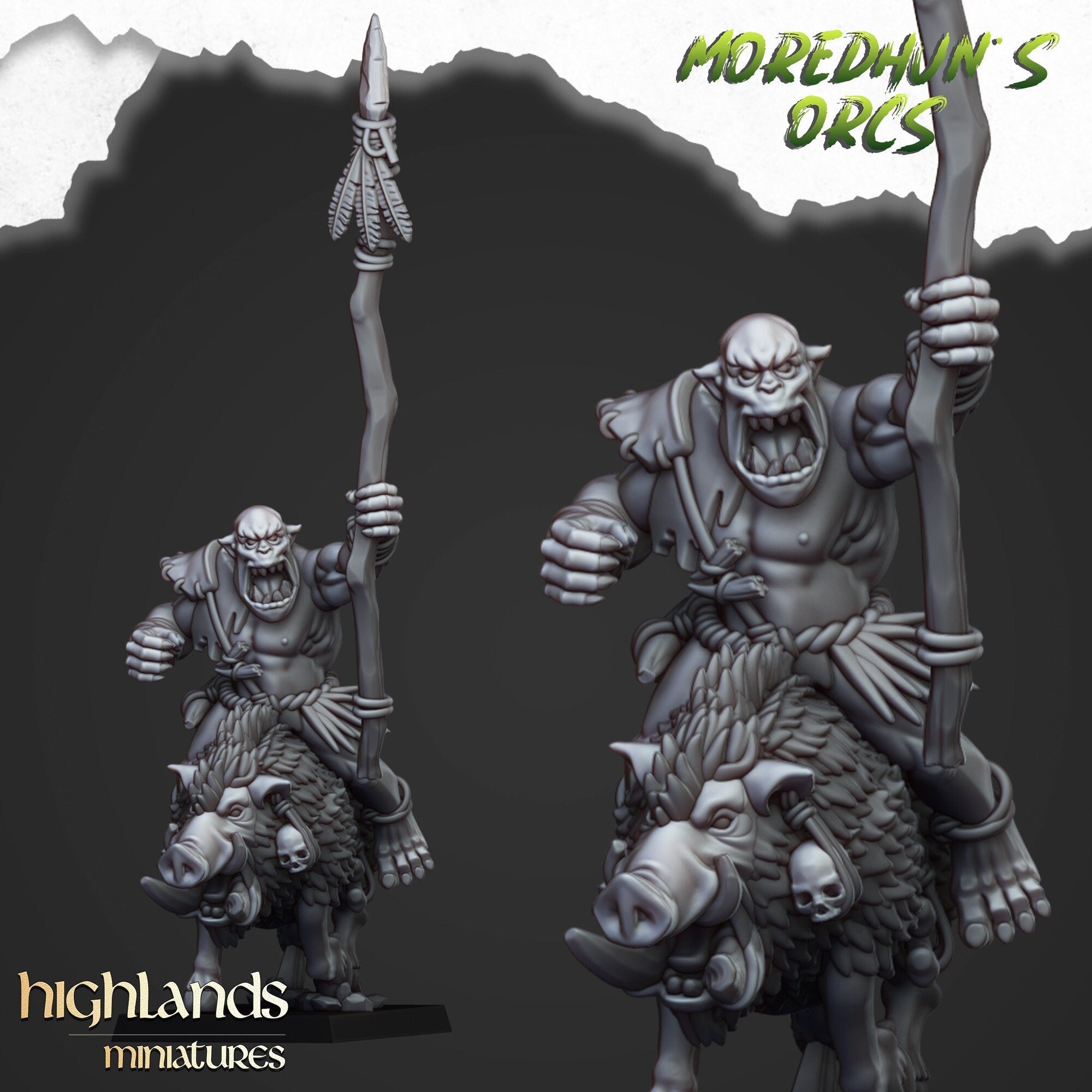 Mounted Cave Orcs - Moredhun's Orcs - Highlands Miniatures - Sigmarite Boutique