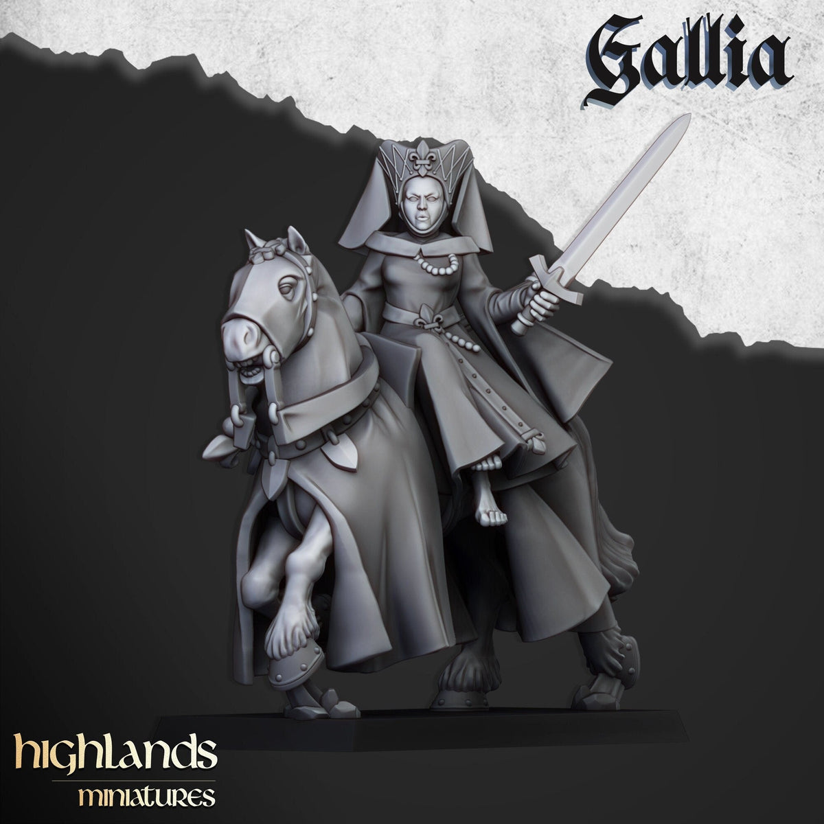 Mounted Damsel of Gallia - Highlands Miniatures - Sigmarite Boutique