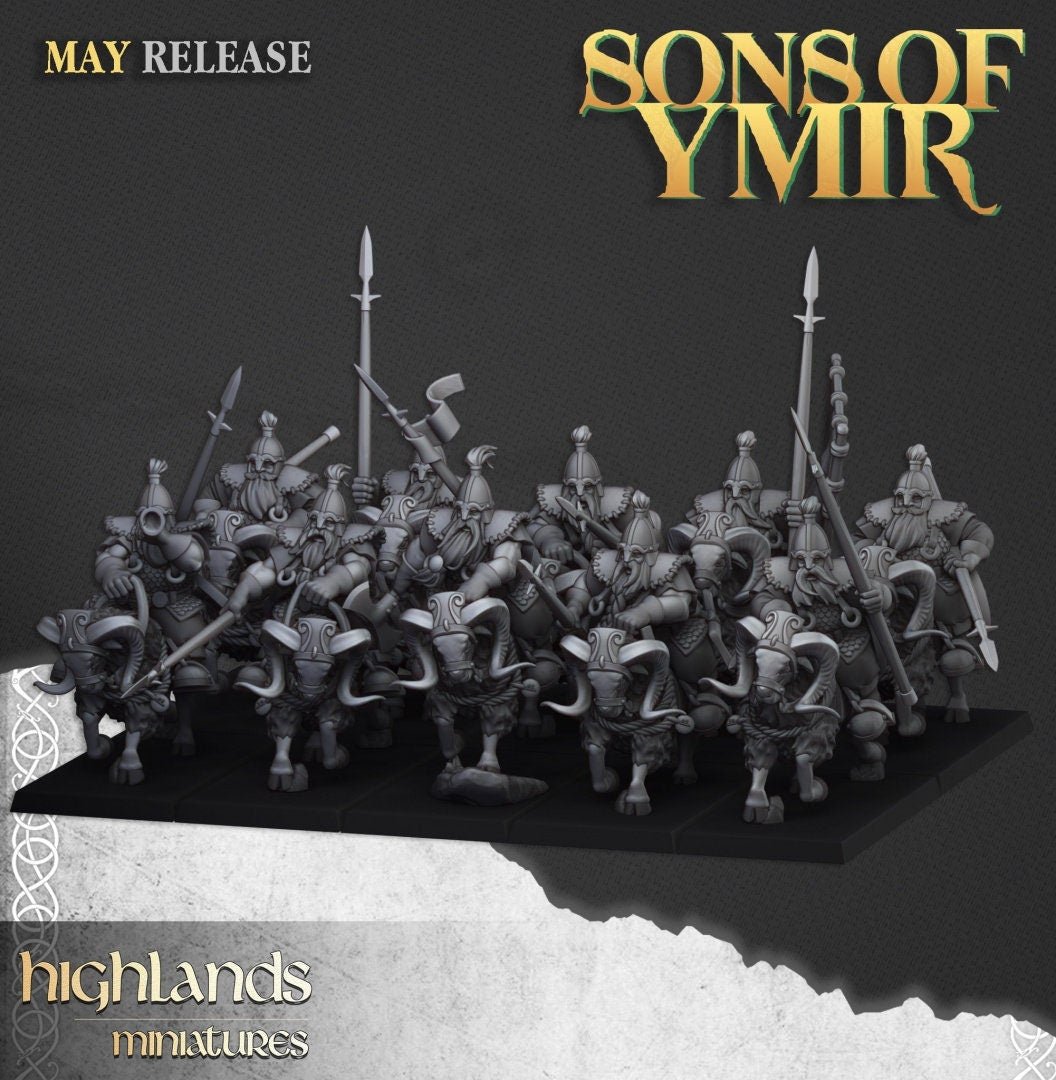 Mounted Dwarves - Sons of Ymir - Highlands Miniatures - Sigmarite Boutique